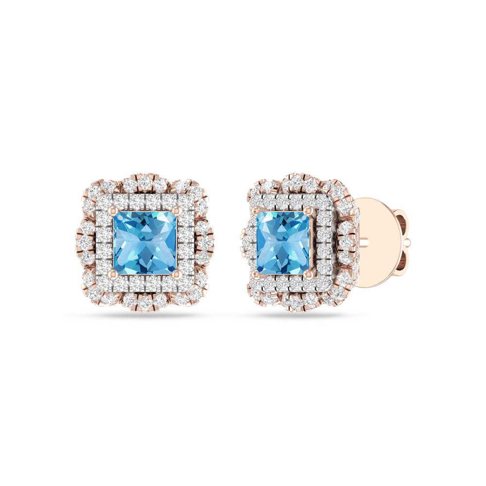 Rose Gold/White - Blue Topaz