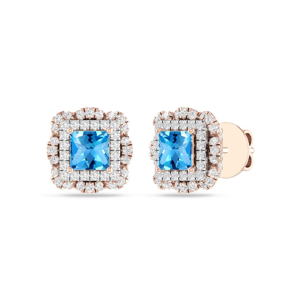 Rose Gold/White - Blue Topaz