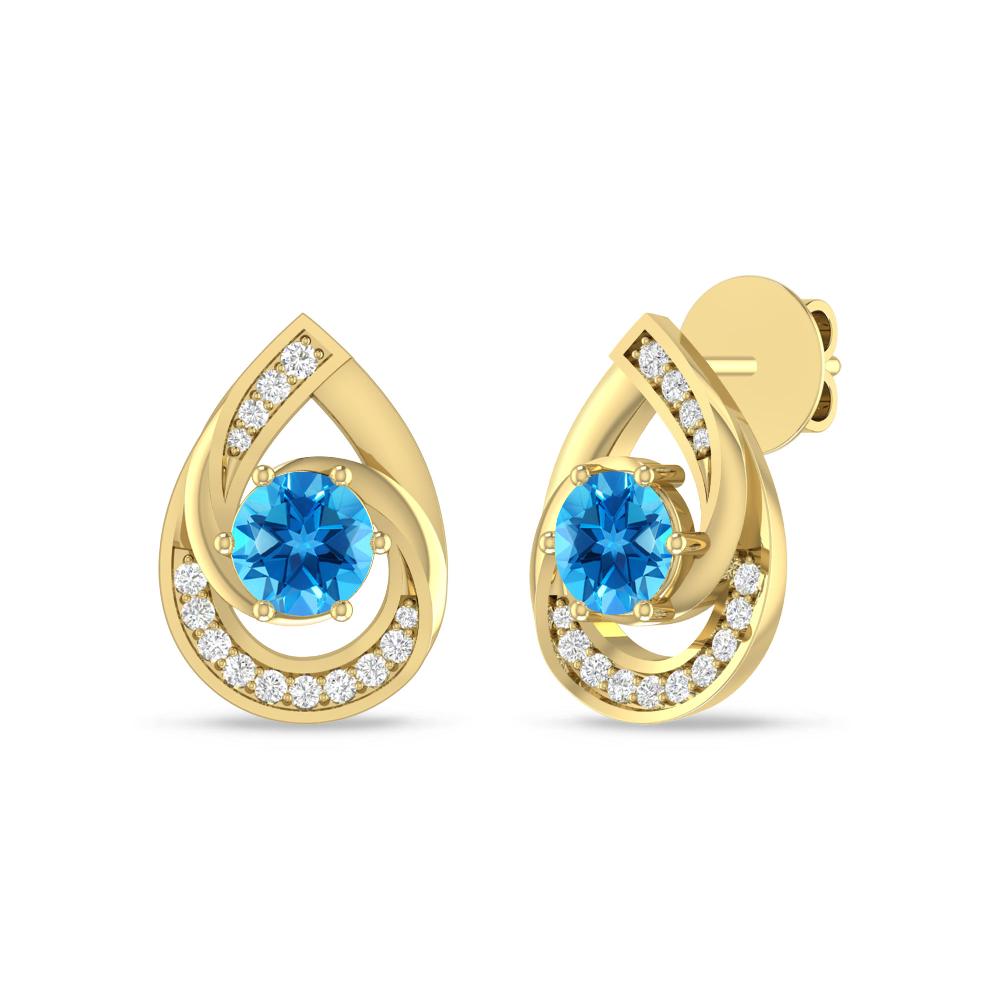 Yellow Gold - Blue Topaz